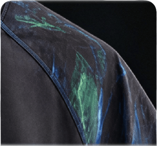 Blue and green rashguard fabric
